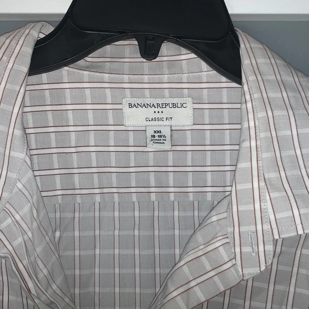 Banana Republic Gray Striped Dress Shirt